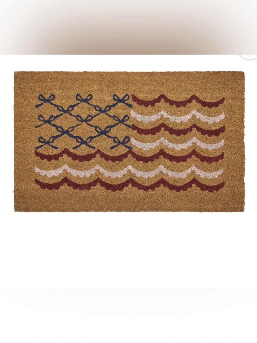 New My Texas House Red, White and Blue Bow Flag 30” x 18” Coir Door Mat